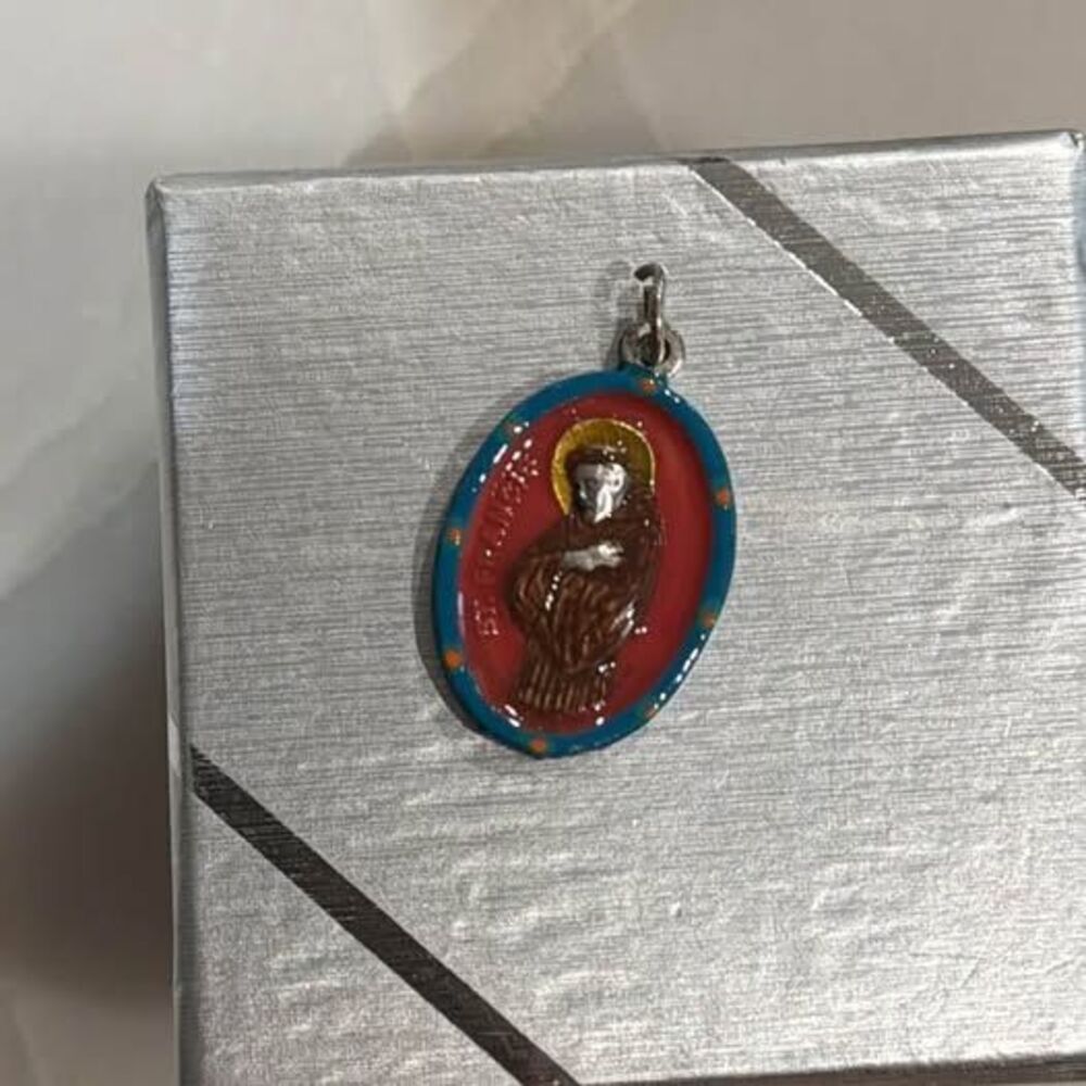 Vintage St. Francis Enamel Medal Pendant